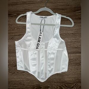 I. AM. GIA White Lucina corset top